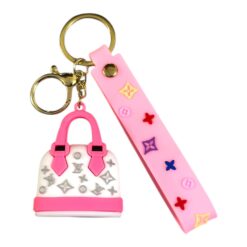 White & Pink Louis Vuitton Inspired Mini Handbag 3D Keychain – Accessory for Bags, Keys, Backpacks (RK-142)