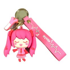 Vocaloid Vibe Hatsune Miku Pink 3D Cartoon Character Keychain – Anime Accessory for Bags, Keys, Backpacks (RK-238)