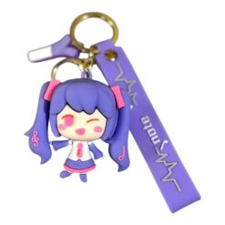 Vocaloid Vibe Hatsune Miku Purpul 3D Cartoon Character Keychain – Anime Accessory for Bags, Keys, Backpacks (RK-239)